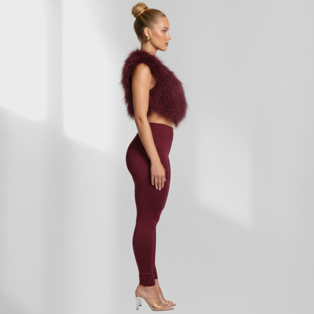 Bordeaux Luxe Fur Leggings Set