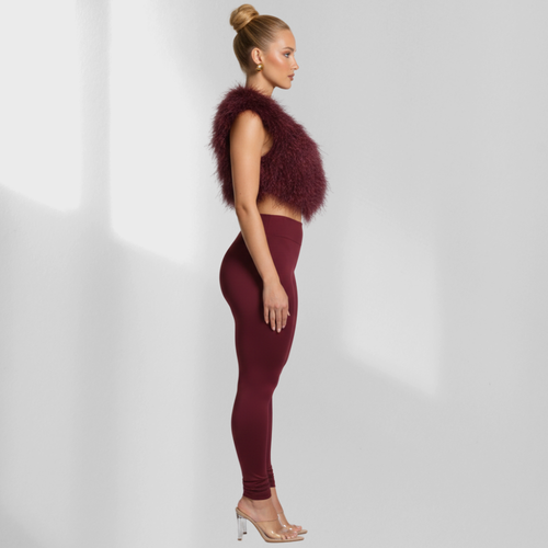 Bordeaux Luxe Fur Leggings Set