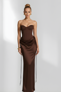 Sienna Strapless Corset Dress- Espresso