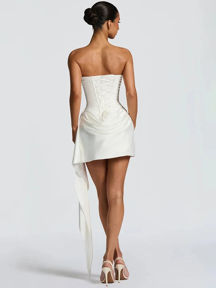 Alabaster Draped Corset Mini Dress