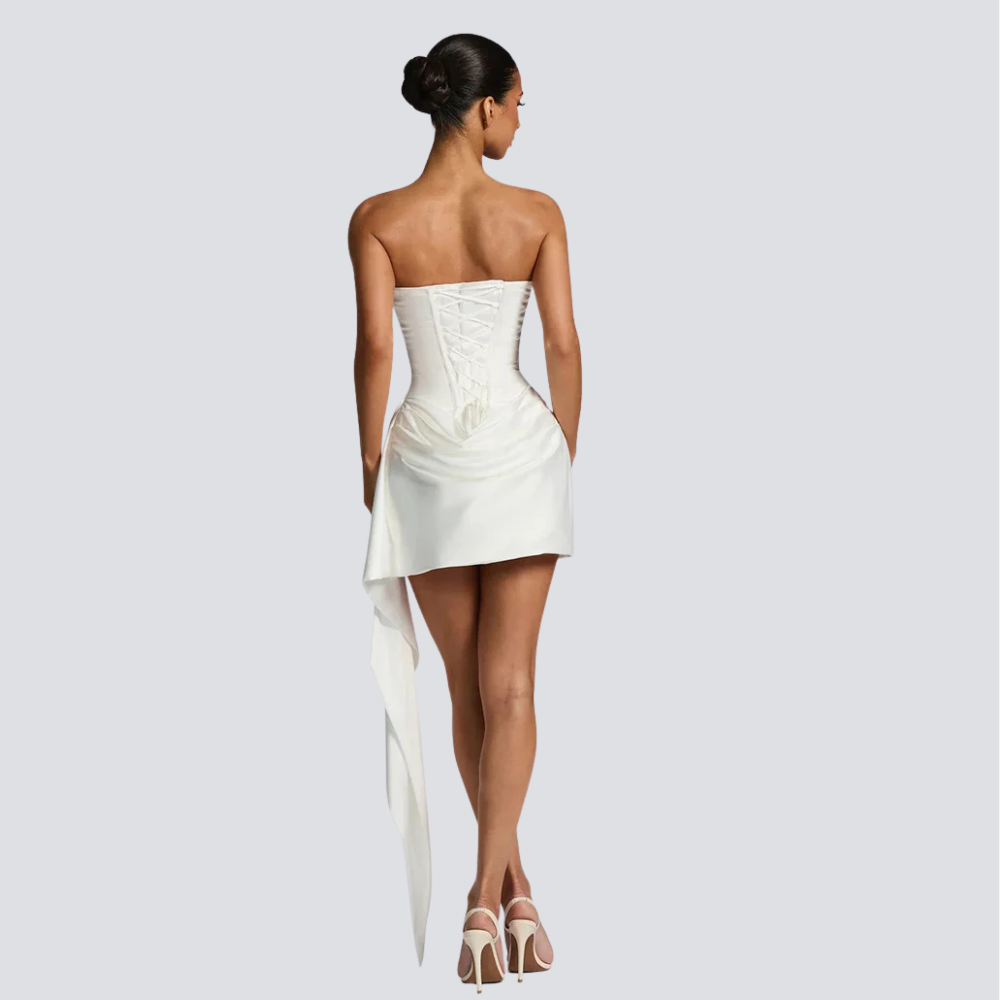 Alabaster Draped Corset Mini Dress