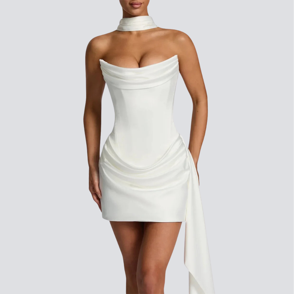 Alabaster Draped Corset Mini Dress
